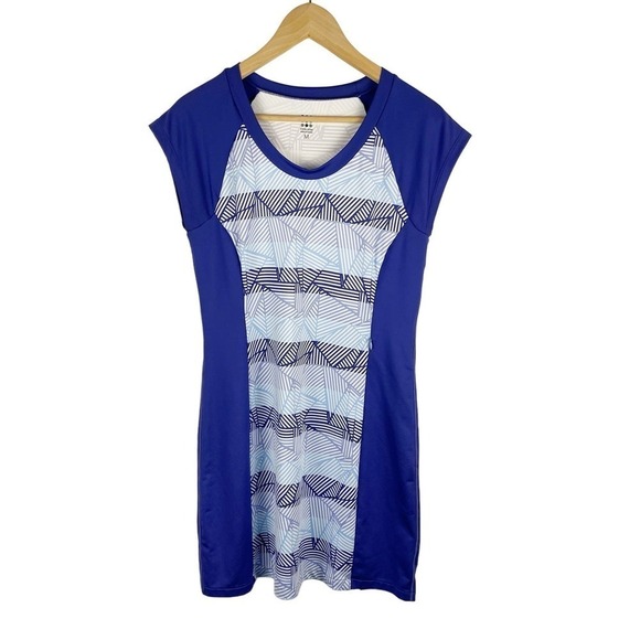 Title Nine Gidget 2.0 Summer Dress Blue Purple Printed Stretchy Women's Medium - Picture 1 of 7